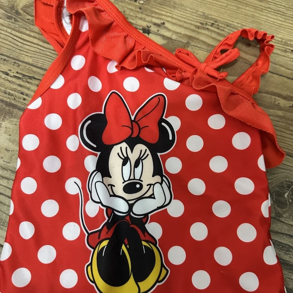 Disney Junior Swimsuit Girls 18M Red‎ Minnie Mouse Polka Dot Ruffle One Piece